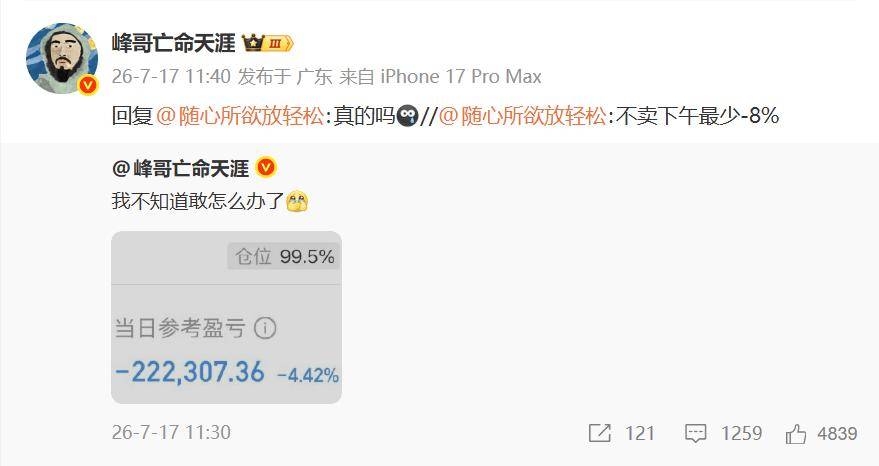 500萬滿倉科技，日虧僅2000多元？網紅峰哥面對質疑喊冤：從未背叛科技，就買了5只股票，全部都是科技