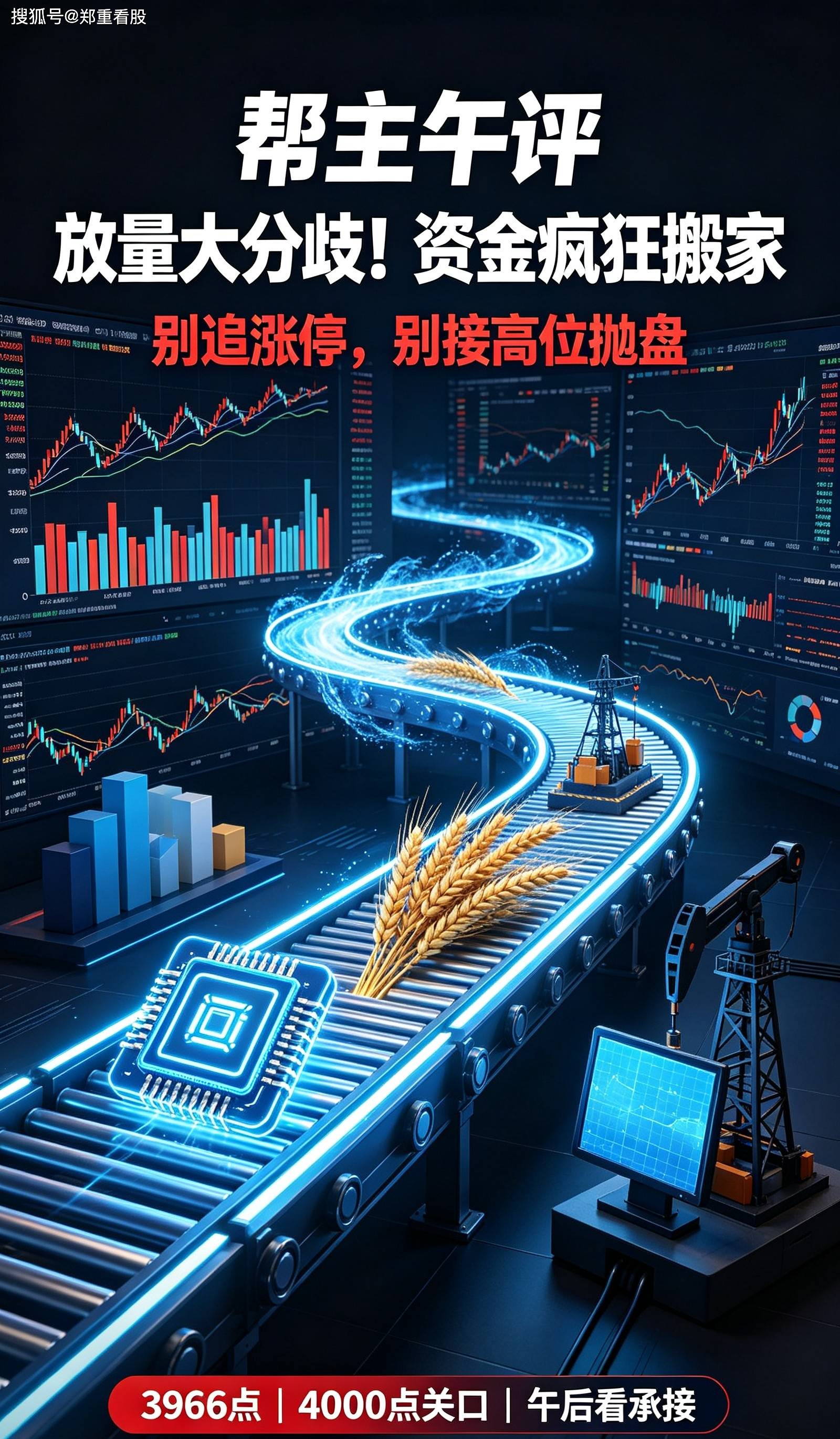 原創幫主午評：放量大分歧！資金瘋狂搬家，科技兌現，農業油氣接棒