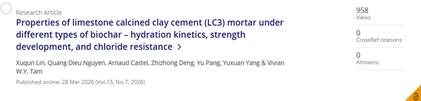 原創刊・見｜水泥低碳材料SCI優選期刊 Journal of Sustainable Cement-Based Materials，綠色建材研究新陣地